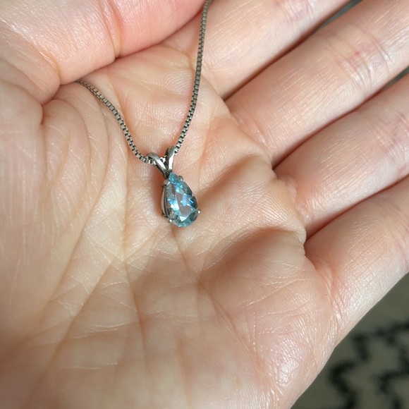 Genuine Aquamarine Silver Necklace - Picture 1 of 6
